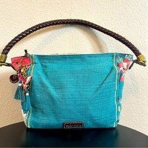 Sakroots Elsa Small Teal Shoulder Purse w/ floral print